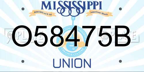 O58475B Mississippi License Plate