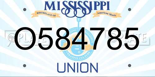 O584785 Mississippi License Plate
