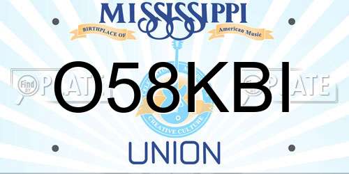 O58KBI Mississippi License Plate