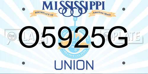 O5925G Mississippi License Plate