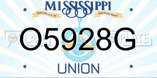 O5928G Mississippi License Plate