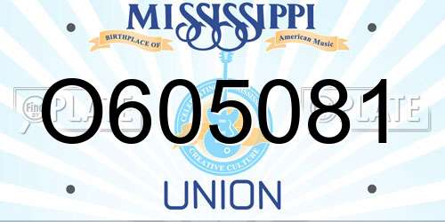 O605081 Mississippi License Plate