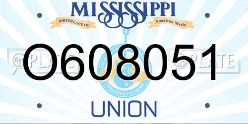 O608051 Mississippi License Plate