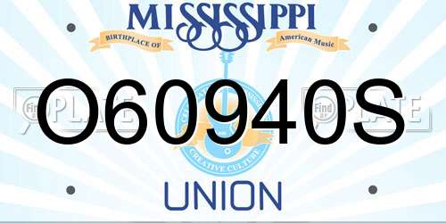 O60940S Mississippi License Plate