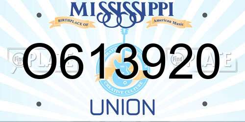 O613920 Mississippi License Plate