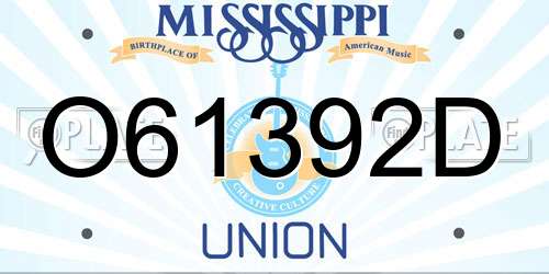 O61392D Mississippi License Plate