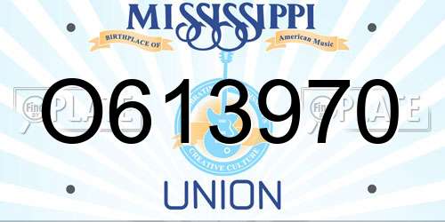 O613970 Mississippi License Plate