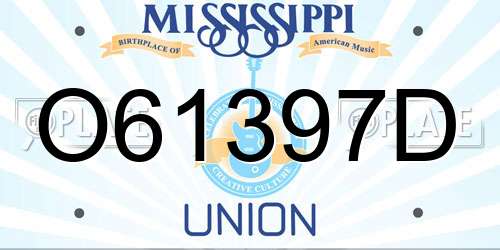 O61397D Mississippi License Plate