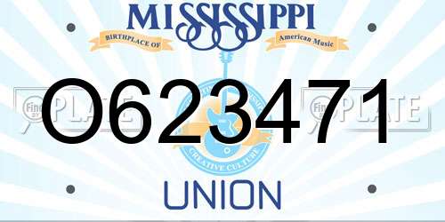 O623471 Mississippi License Plate