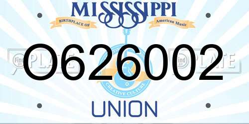 O626002 Mississippi License Plate