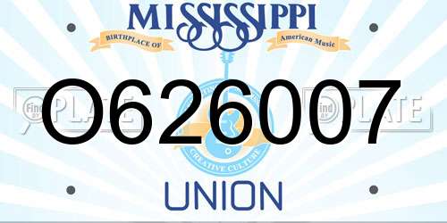 O626007 Mississippi License Plate