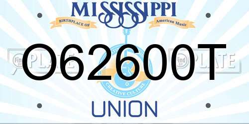 O62600T Mississippi License Plate