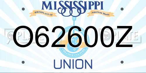 O62600Z Mississippi License Plate