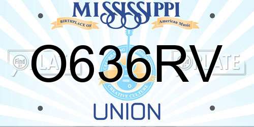 O636RV Mississippi License Plate
