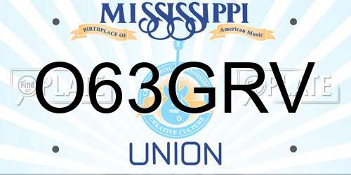 O63GRV Mississippi License Plate