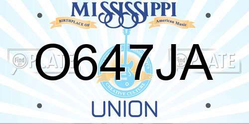 O647JA Mississippi License Plate