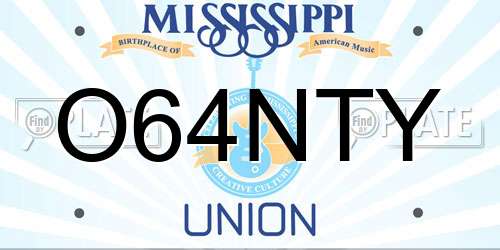 O64NTY Mississippi License Plate