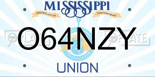 O64NZY Mississippi License Plate