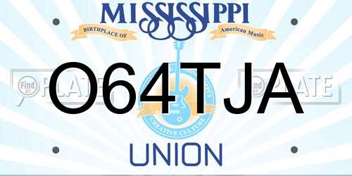 O64TJA Mississippi License Plate