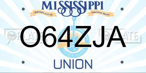 O64ZJA Mississippi License Plate
