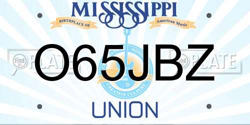 O65JBZ Mississippi License Plate