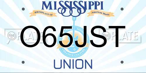 O65JST Mississippi License Plate