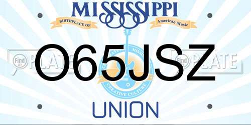 O65JSZ Mississippi License Plate