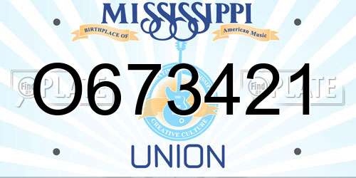 O673421 Mississippi License Plate