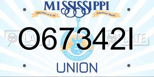 O67342I Mississippi License Plate