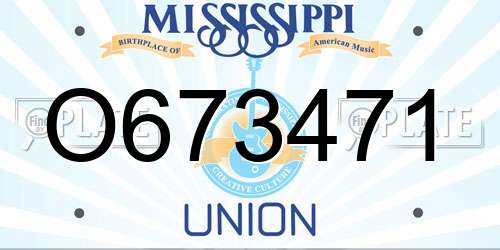O673471 Mississippi License Plate