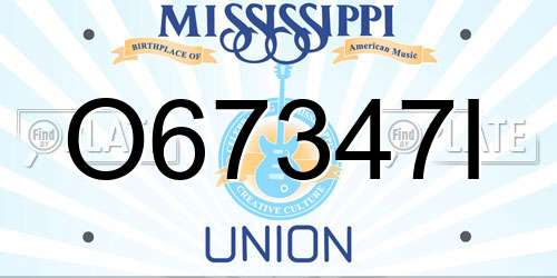 O67347I Mississippi License Plate