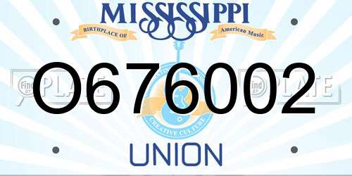 O676002 Mississippi License Plate