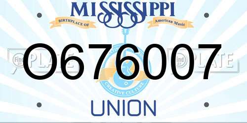 O676007 Mississippi License Plate