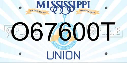O67600T Mississippi License Plate
