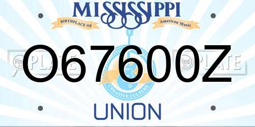 O67600Z Mississippi License Plate