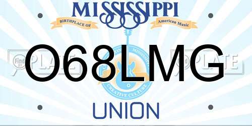 O68LMG Mississippi License Plate