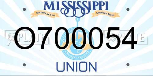 O700054 Mississippi License Plate