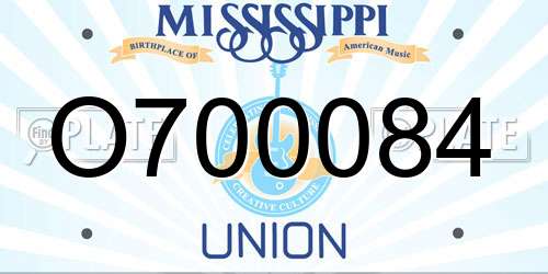 O700084 Mississippi License Plate