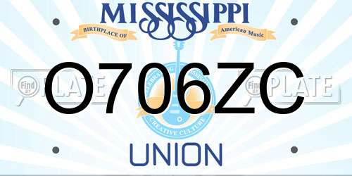O706ZC Mississippi License Plate