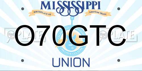 O70GTC Mississippi License Plate