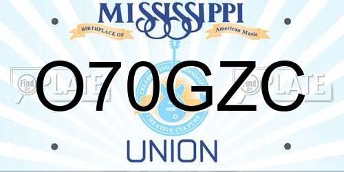 O70GZC Mississippi License Plate