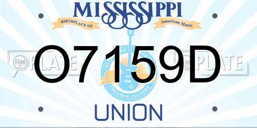 O7159D Mississippi License Plate