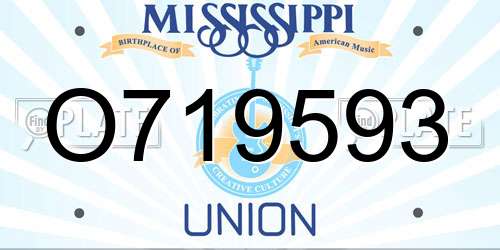 O719593 Mississippi License Plate