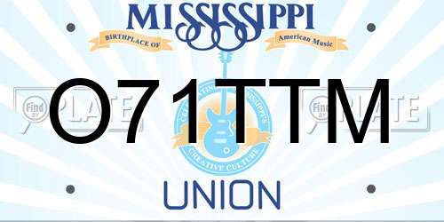 O71TTM Mississippi License Plate