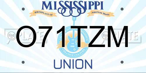 O71TZM Mississippi License Plate