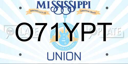 O71YPT Mississippi License Plate