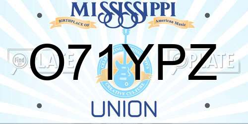 O71YPZ Mississippi License Plate