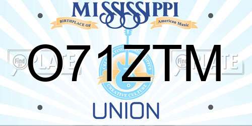 O71ZTM Mississippi License Plate