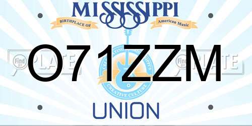 O71ZZM Mississippi License Plate