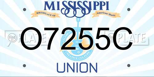 O7255C Mississippi License Plate